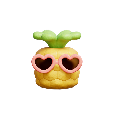 Pineapple with sunglasses  3D Icon