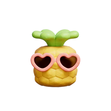 3 D Pineapple With Sunglasses Hawaii Element Summer Tropical Holiday Vacation 3D Icon