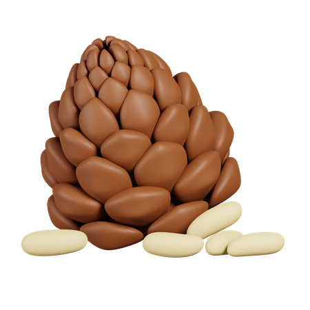 Pinecone and Pine Nuts 3D Icon