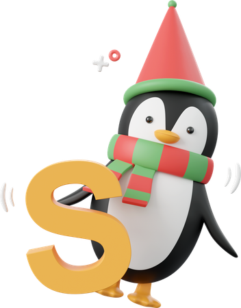 Pingouin avec l'alphabet s  3D Icon