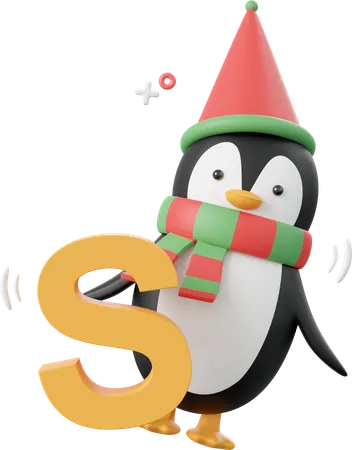 Pingouin avec l'alphabet s  3D Icon