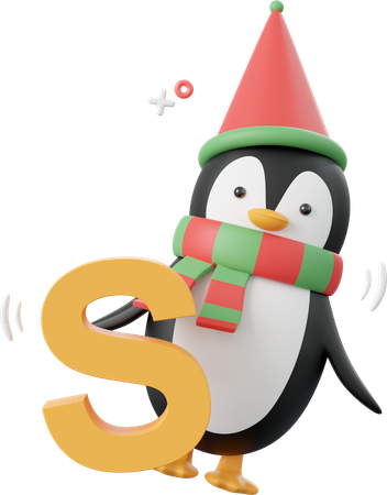 Pinguim com alfabeto s  3D Icon