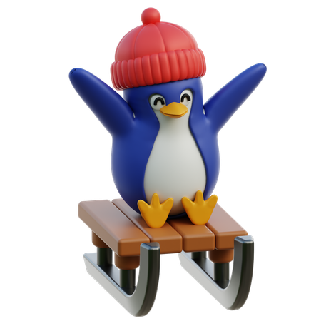 Pinguim fofo no trenó  3D Icon