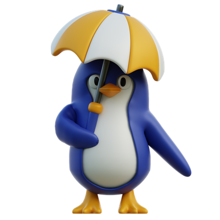 Pinguim fofo segurando guarda-chuva  3D Icon