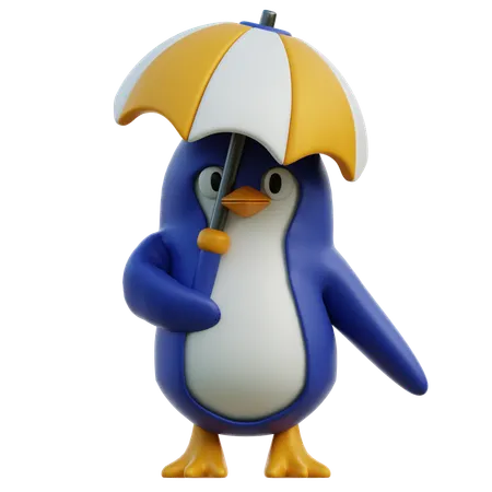 Pinguim fofo segurando guarda-chuva  3D Icon