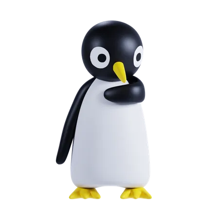 Pinguim pensando em algo  3D Illustration
