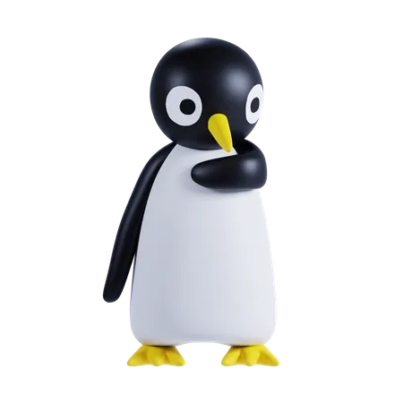 Pinguin denkt etwas  3D Illustration