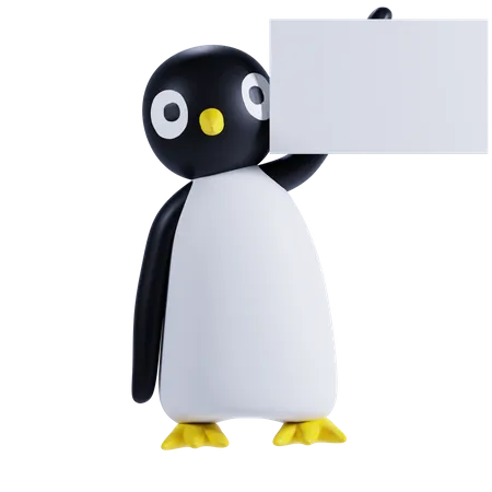 Pinguin mit Plakat  3D Illustration