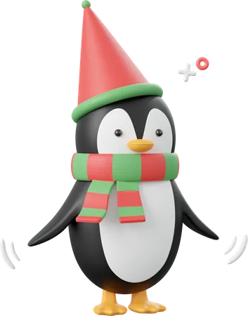 Lindo Pinguino Elementos Tematicos Navidenos Ilustracion 3 D 3D Icon