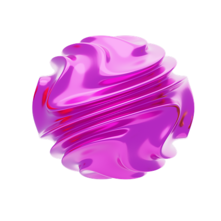 Pink Abstract Metalic Wavy Ball Shape  3D Icon