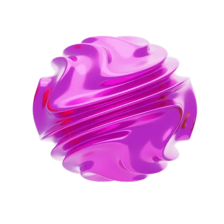 Pink Abstract Metalic Wavy Ball Shape  3D Icon