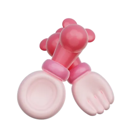 Pink Baby Fork And Spoon  3D Icon