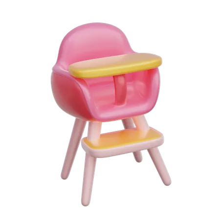 3 D Pink Baby High Chair Baby Gender Reveal Its A Girl Birthday Party 3 D Rendering 3D Icon
