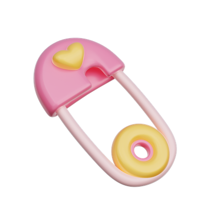 Pink Baby Safety Pin  3D Icon