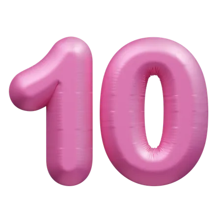 Pink Balloon Number 10  3D Icon