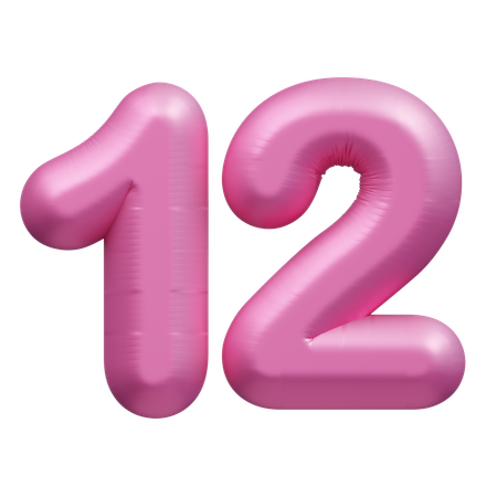 Pink Balloon Number 12  3D Icon