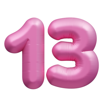 Pink Balloon Number 13  3D Icon