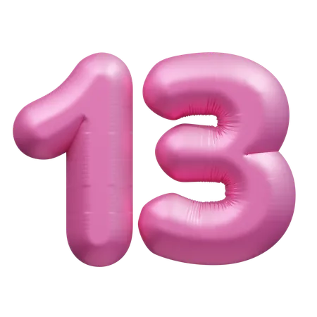 Pink Balloon Number 13  3D Icon