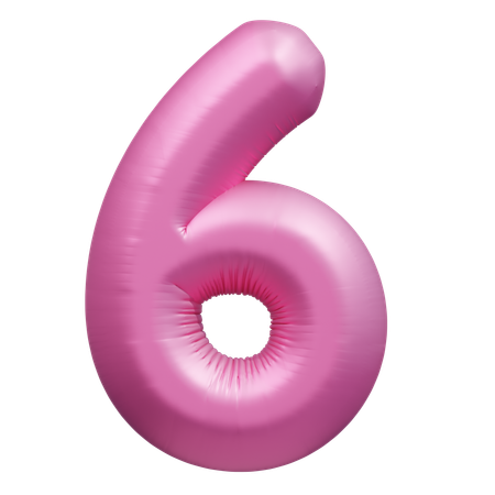 Pink Balloon Number 6  3D Icon