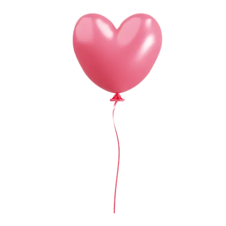 Pink Balloon with a Heart Shape  3D Icon