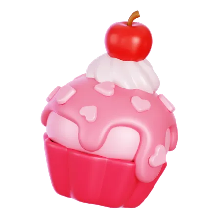 ピンクのカップケーキ  3D Icon