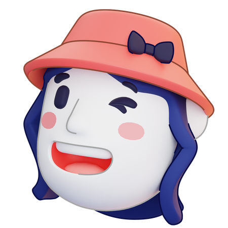 ピンクの帽子をかぶった女の子  3D Icon