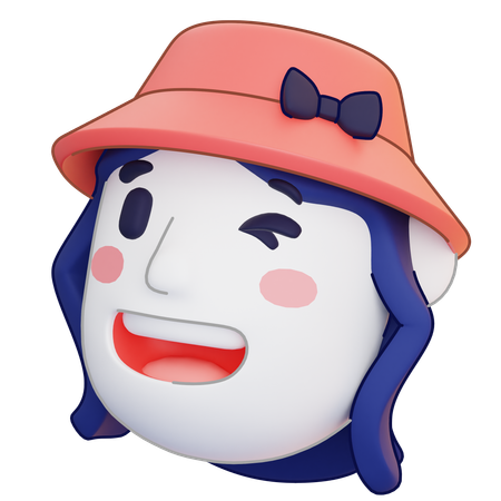 Pink hat girl  3D Icon