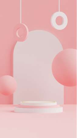 Pink Pastel Podium Background  3D Icon