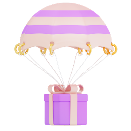 Pink Present Flying  3D Icon
