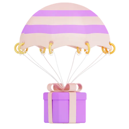 Pink Present Flying  3D Icon