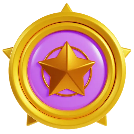 Pink Rank Star Badges  3D Icon