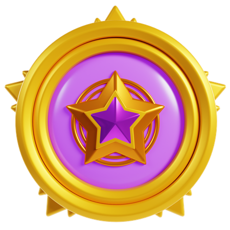 Pink Rank Star Badges  3D Icon