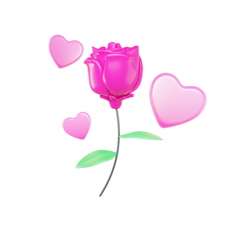 Pink Rose  3D Icon