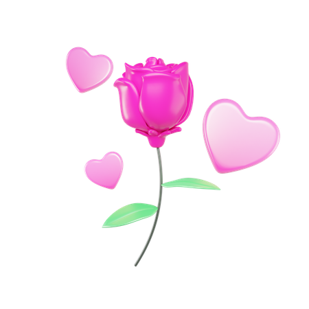 Pink Rose 3D Icon