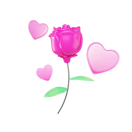 Pink Rose 3D Icon