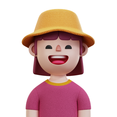 Pink Shirt Woman  3D Icon