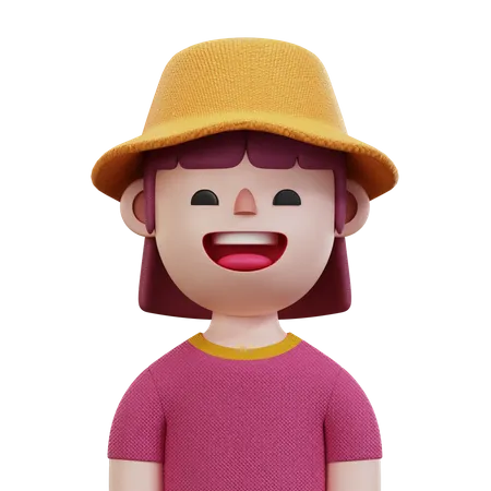 Pink Shirt Woman  3D Icon