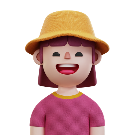 Pink Shirt Woman  3D Icon