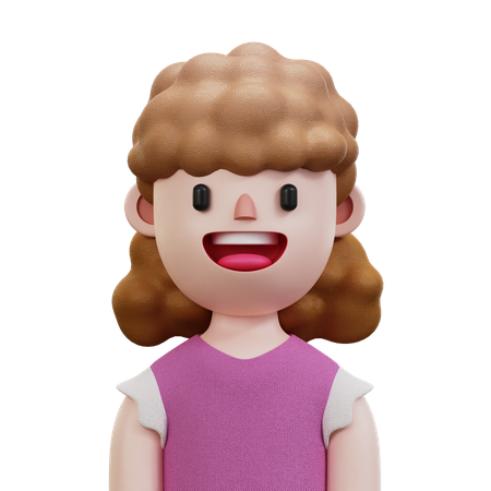 Pink Shirt Woman  3D Icon