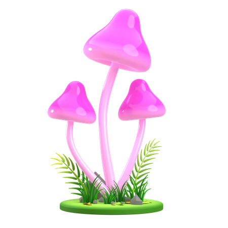 Mushroom Pink stem  3D Icon