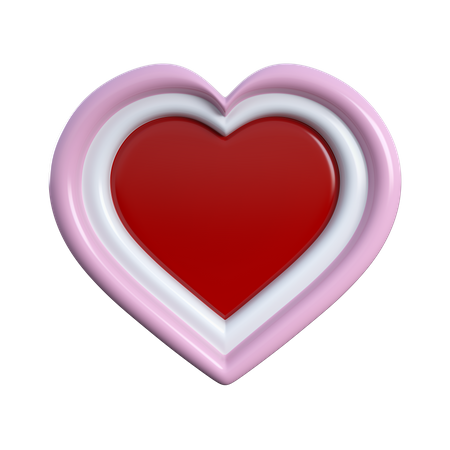 Pink White Red Heart  3D Icon