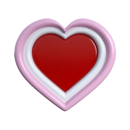 Pink White Red Heart  3D Icon