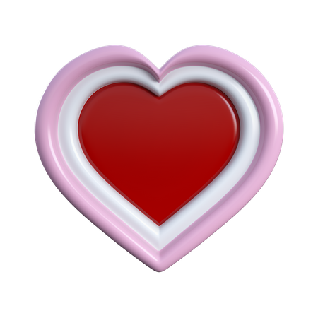 Pink White Red Heart  3D Icon