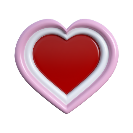 Pink White Red Heart 3D Icon