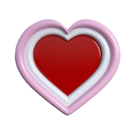 Pink White Red Heart 3D Icon