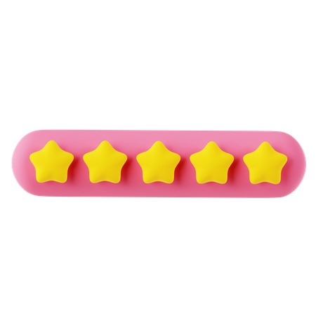 Pink Yellow Five Star Rating  3D Icon