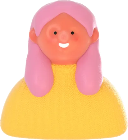 Mädchen mit rosa Haaren  3D Illustration
