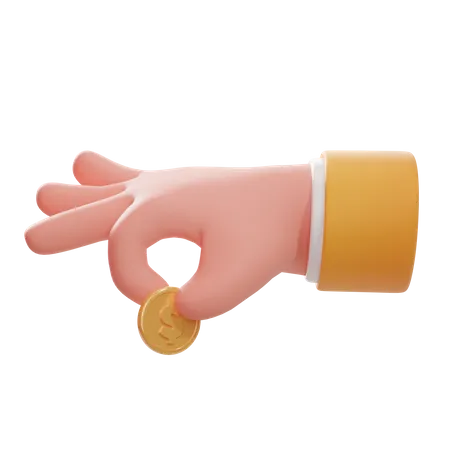 Pinning Coins Hand Gesture  3D Icon