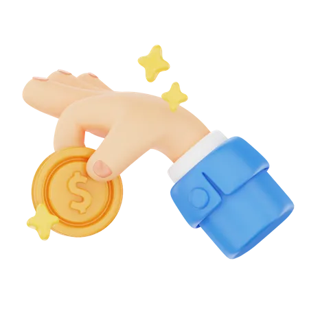 Pinning Coins Hand Gesture  3D Icon