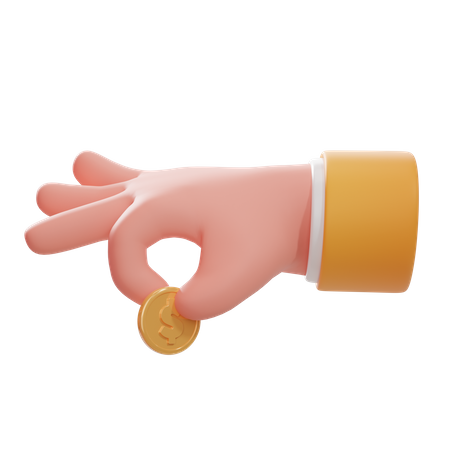 Pinning Coins Hand Gesture  3D Icon